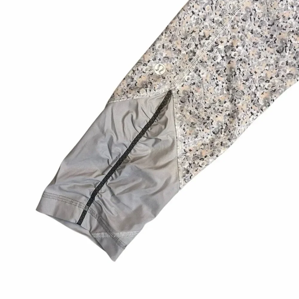 Lululemon Size 8 Cropped Leggings Gray Speckled Print Reflective Athletic Yoga P
